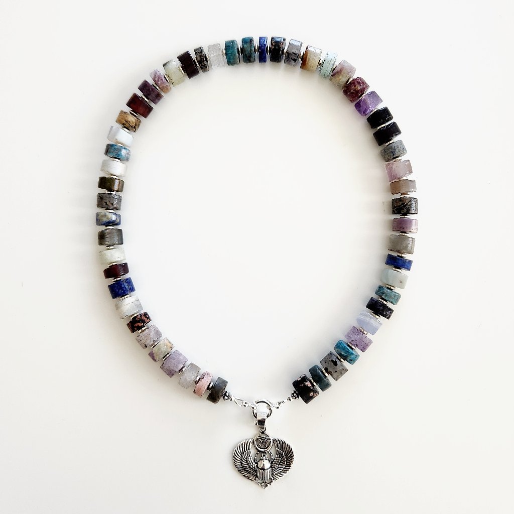 Purple Mountain Mixed Gemstone Necklace--18